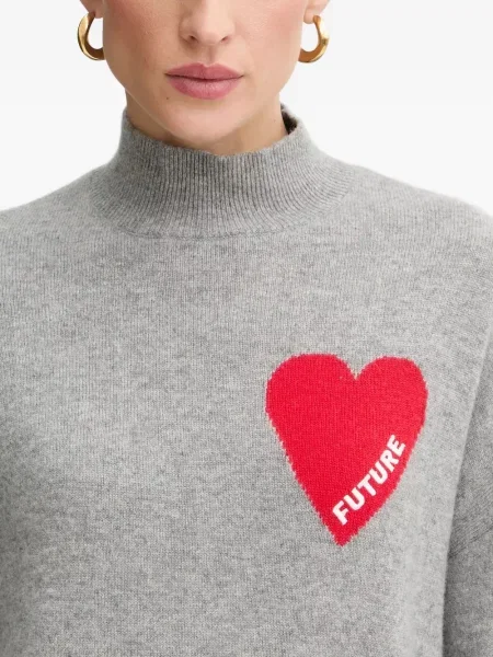 Pulover From Future cu motiv cu inimi gri