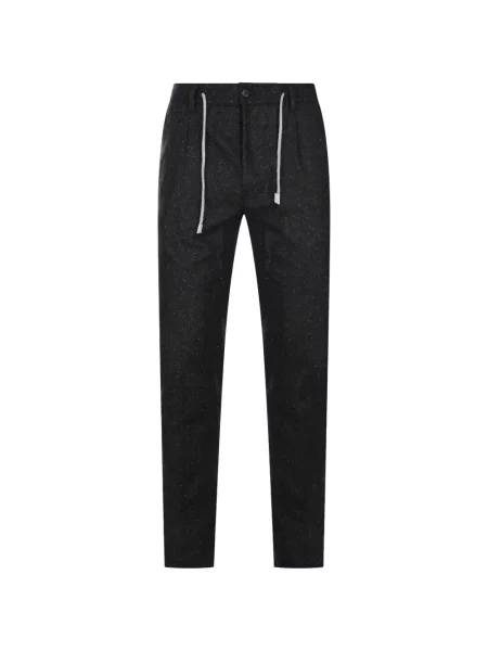 Pantaloni Eleventy cu model herringbone cu cordon negru
