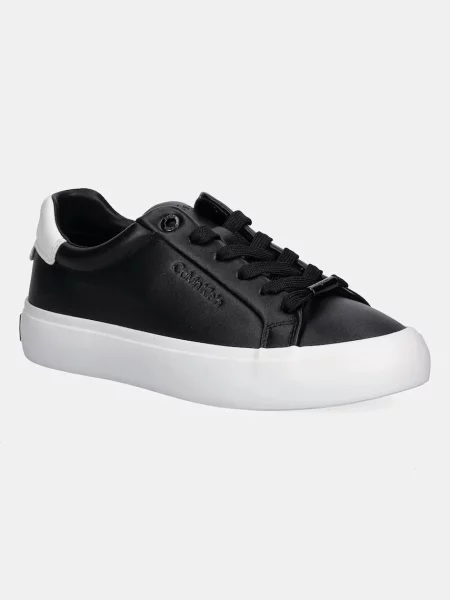 Кожени маратонки Calvin Klein LACE-UP SNEAKER LTH CK черно