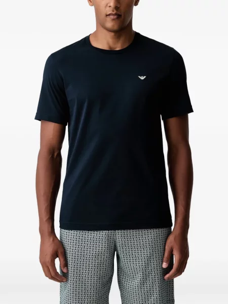 Pijamale Emporio Armani cu broderie albastru