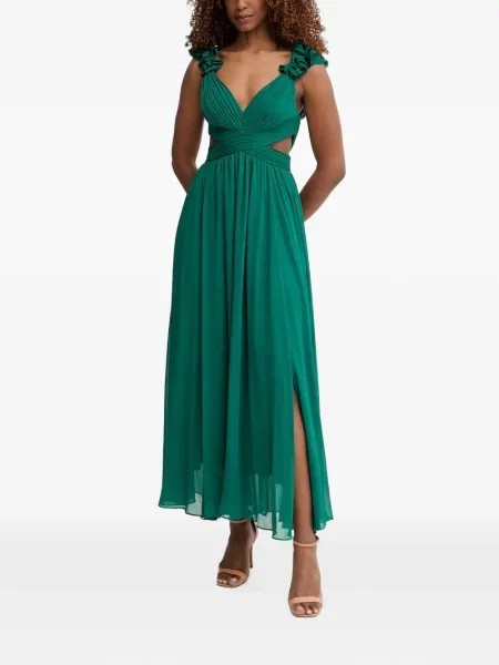 Rochie maxi Morgan cu volane verde