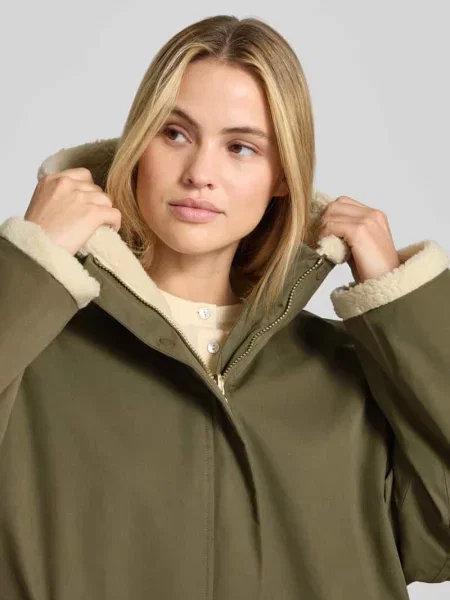 Płaszcz z mieszanki bawełny model ANNA' G-lab oliwkowy