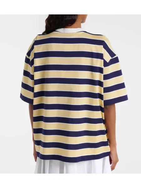 Tricou Prada cu dungi din jerseu albastru