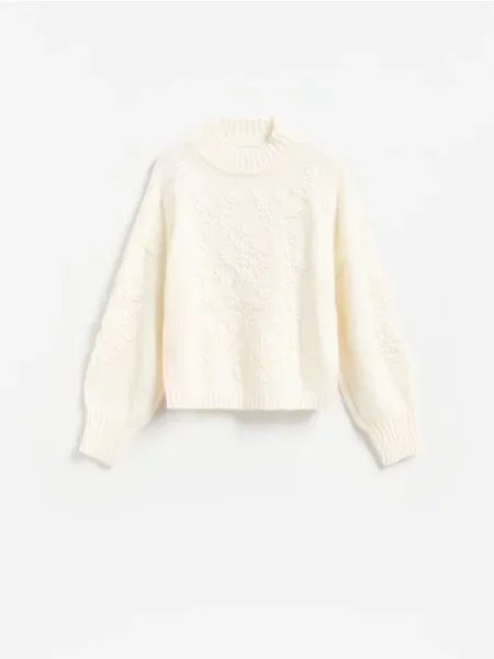 Reserved Pulover cu broderie florală nude
