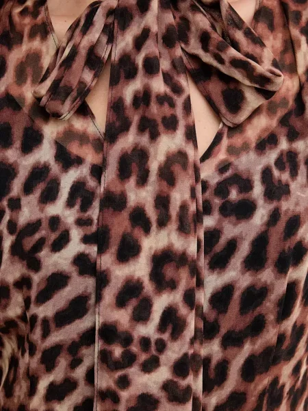 Rochie mini Dkny cu volane de costum maro