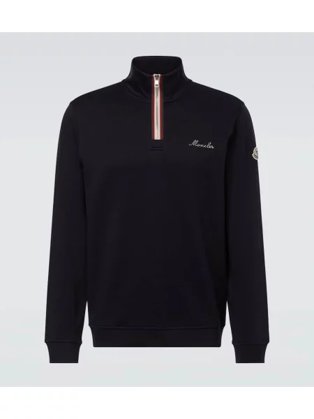 Mikina Moncler jersey s polovičními zipem modrá