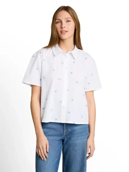 TOM TAILOR DENIM Bluză albastru deschis alb