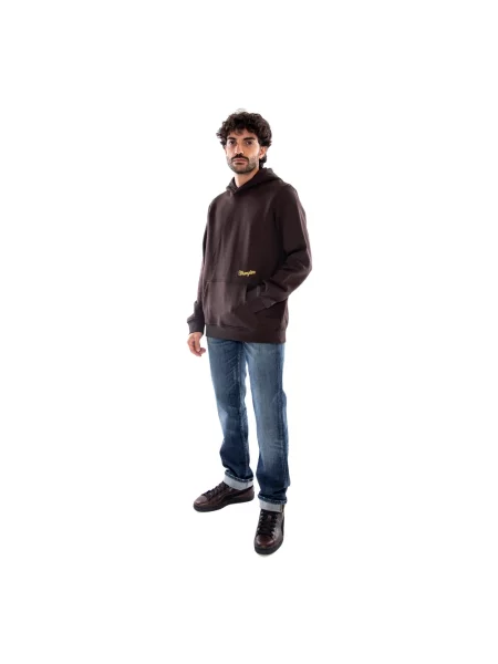 Haftowana bluza z kapturem Wrangler z kapturem brązowa