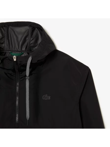 Lacoste Krótka Kurtka Z Kapturem czarna