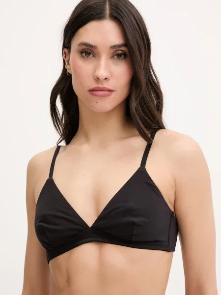 United Colors of Benetton podprsenka plunge s bavlnou černá