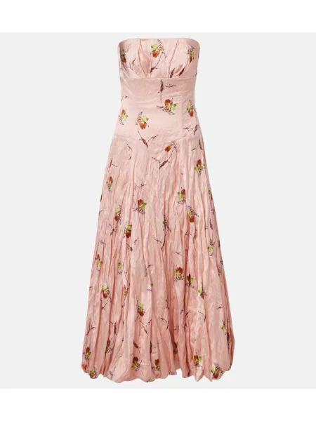 Rochie Emilia Wickstead din satin cu model floral roz