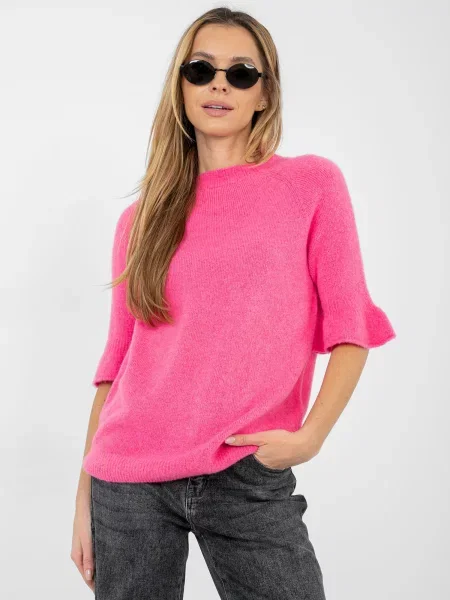 Pulover Italy Moda cu mâneci scurte scurt gri