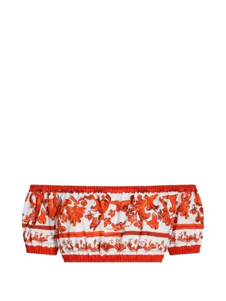 Top Dolce & Gabbana cu imagine din poplin alb