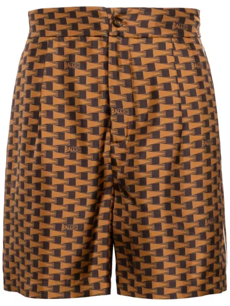 Копринени шорти Bally с принт кафяво