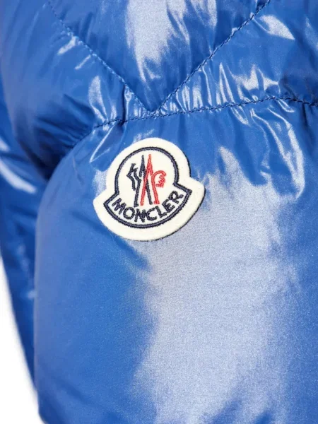 Geacă cu puf Moncler cu glugă albastru