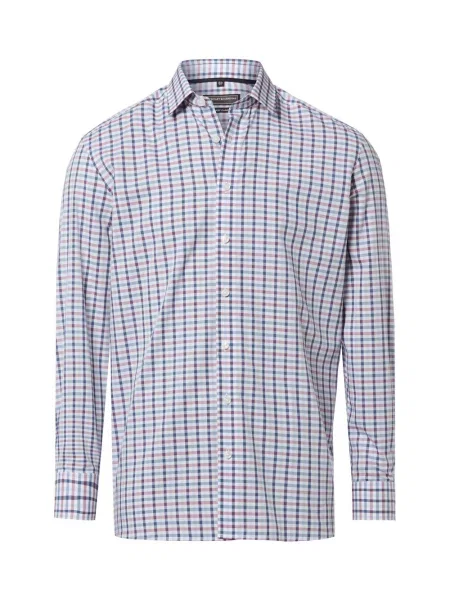 Finshley & Harding koszula biznesowa Easy Care Mężczyźni Modern Fit niebieski|czerwony w kratkę 39 czerwona