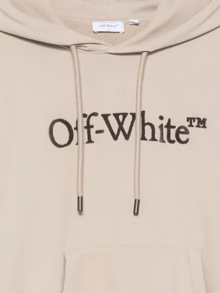 Hanorac cu glugă Off-white cu imagine cu cordon alb