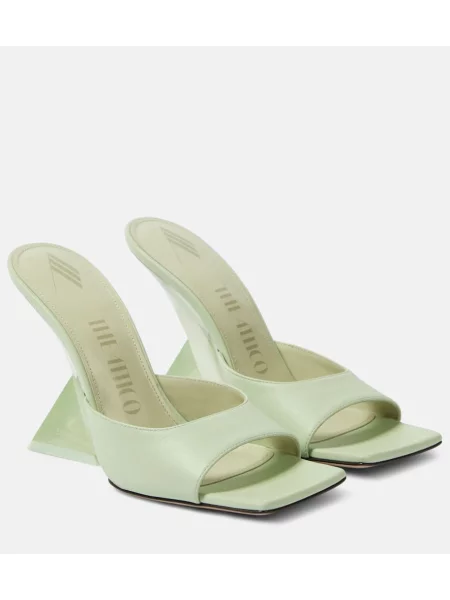 Papuci tip mules The Attico din piele verde