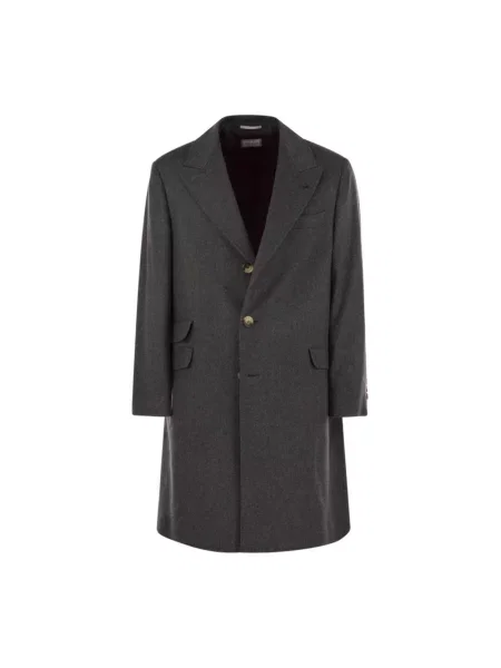 Płaszcz Brunello Cucinelli wełniany klasyczny szary