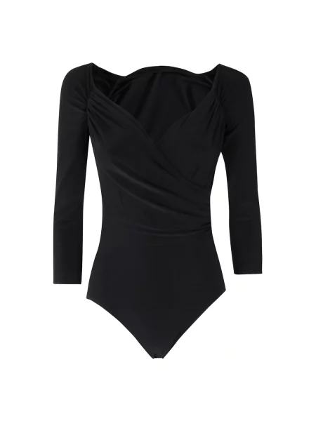 Koszulka Norma Kamali z dekoltem w serek z odkrytymi ramionami czarna