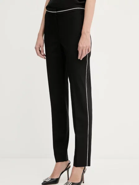 Hlače s primesjo volne Karl Lagerfeld črna