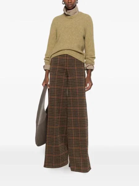 Pantaloni Max Mara în carouri maro