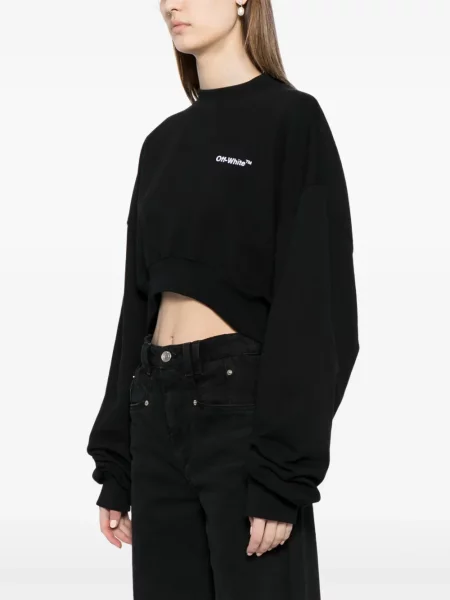 Raštuotas apkirptas džemperis Off-white balta
