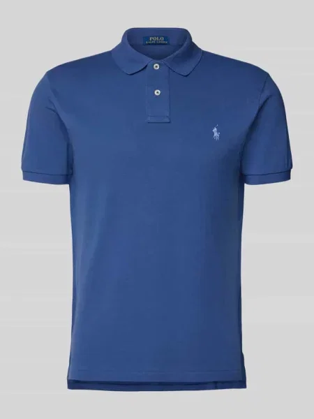 Koszulka polo o kroju slim fit z czystej bawełny Polo Ralph Lauren niebieska