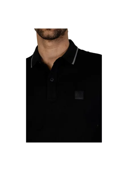 Haftowana koszulka polo Boss Orange z krótkim rękawem czarna