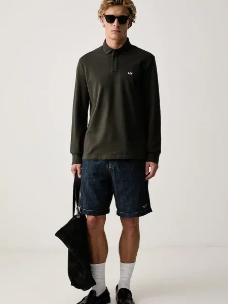 Tricou cu mânecă lungă Armani Exchange verde
