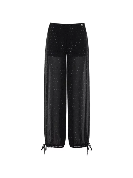 Pantaloni Liu Jo cu broderie din tul negru