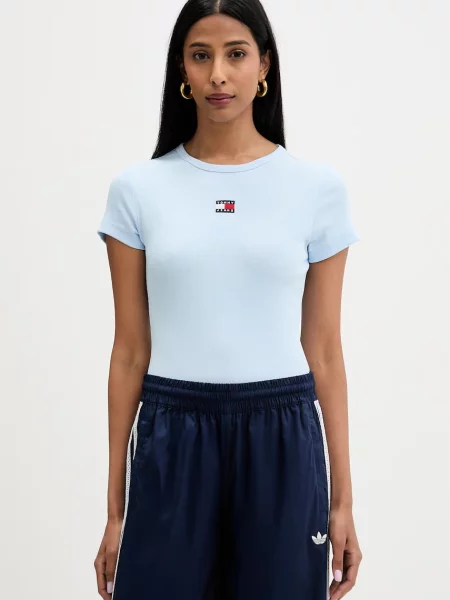 Tommy Jeans t-shirt γυναικείο με ελαστάν μπλε