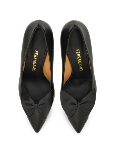 Pantofi cu toc Ferragamo cu funde negru