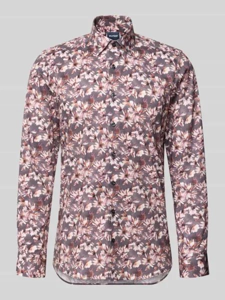 Koszula biznesowa o kroju slim fit z mieszanki bawełny Olymp Level 5 czerwona