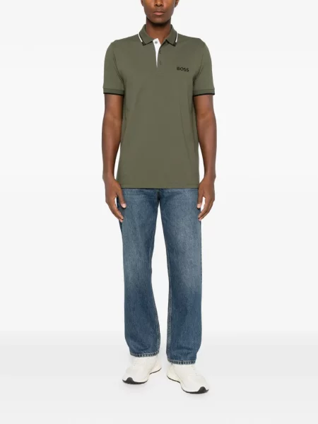 Tricou polo Boss cu imagine verde