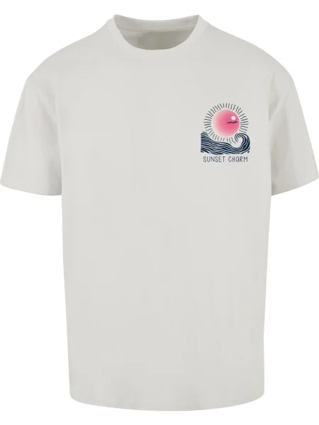 Merchcode Tričko Sunset Charm námořnická modř / světle / pink šedá