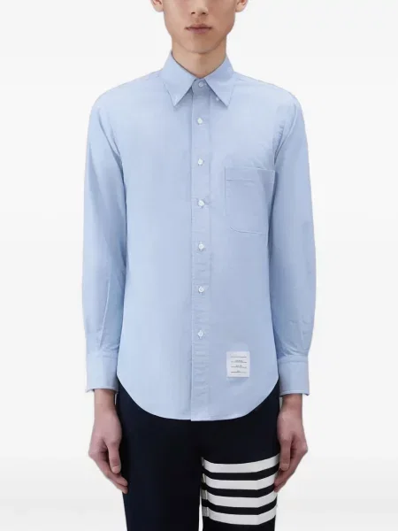 Cămașă Thom Browne din țesătură twill lungă albastru
