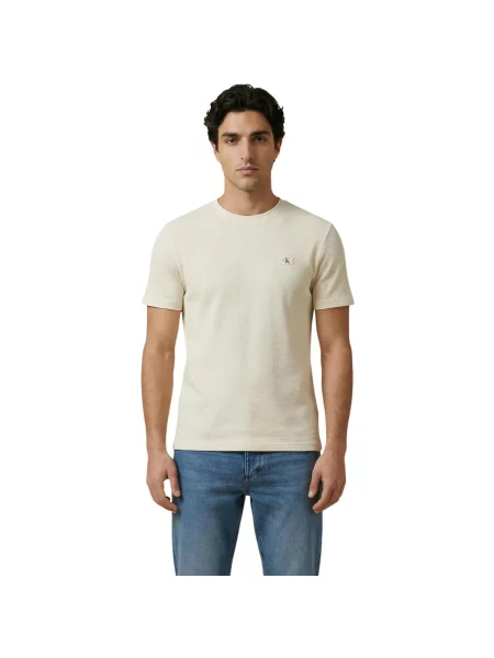 Calvin Klein Jeans Póló Waffle Badge Bézs fehér