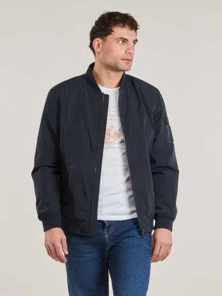 Geacă bomber Guess din satin albastru
