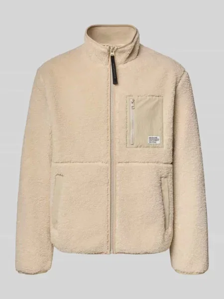 Kurtka w stylu puffer z futerka / sztucznego futra o kroju regular fit z piersiowymi z lamówką Marc O'polo Denim beżowa