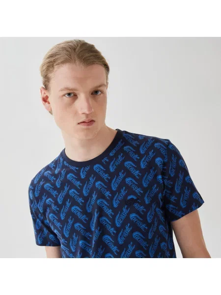 Футболка Lacoste с круглым вырезом синяя