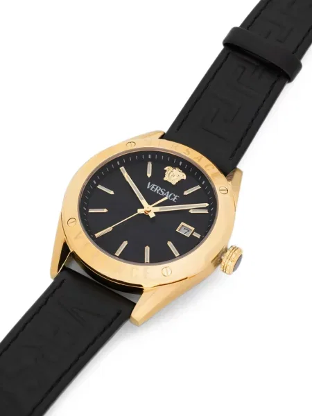 Ceas Versace din piele cu bretele negru