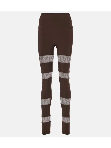 Leggings Norma Kamali cu talie înaltă din jerseu maro