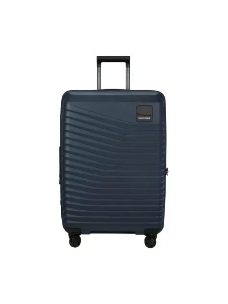 Lniana lekka walizka Samsonite niebieska