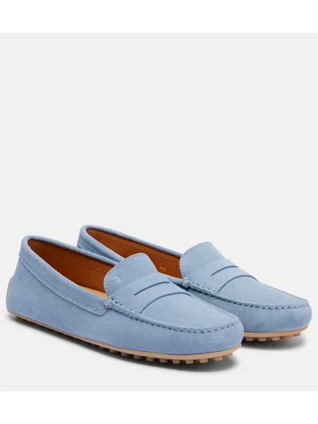Pantofi loafer Tod's din piele de căprioară albastru