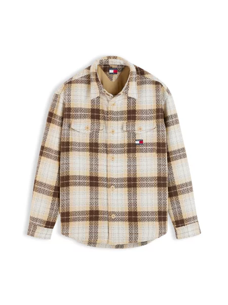 Tommy Jeans Ing bézs / barna fehér