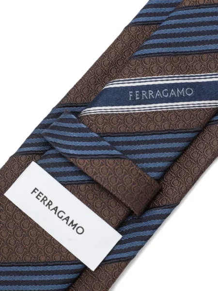 Cravată Ferragamo cu dungi maro