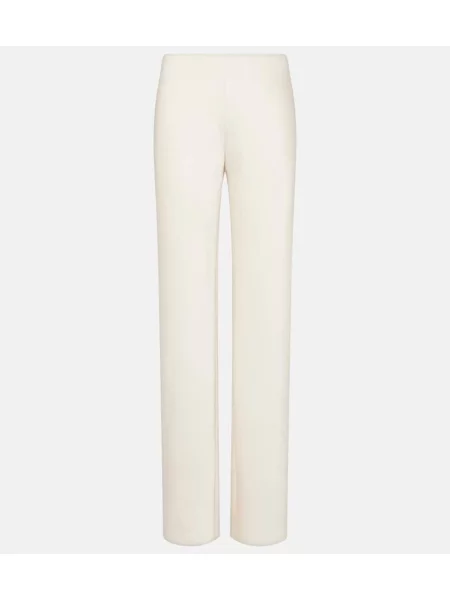 Pantaloni Vince cu talie înaltă din satin alb