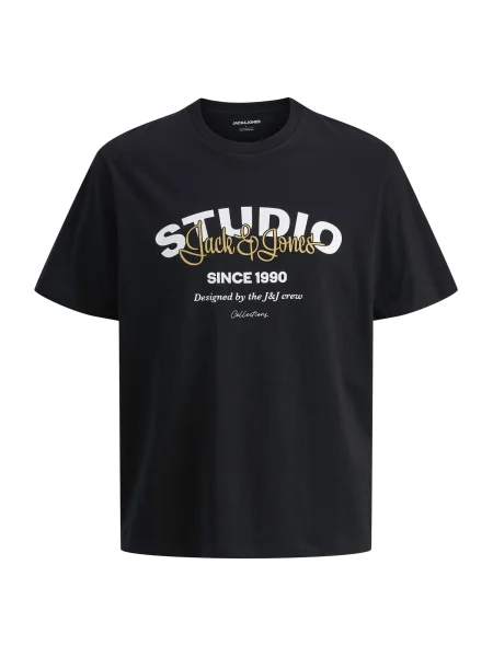 JACK & JONES Tricou JJYUKI galben deschis / negru alb