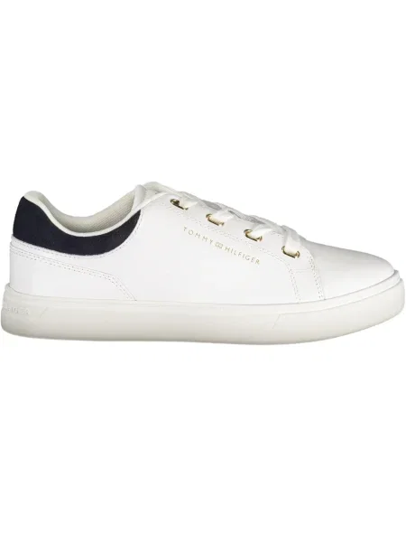 Teniși Tommy Hilfiger din piele cu toc jos alb